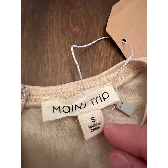 NWT Mainstrip Women's Harlow Sequin Pearl Puff Sleeve Cream Mini Dress Small - Picture 6 of 13